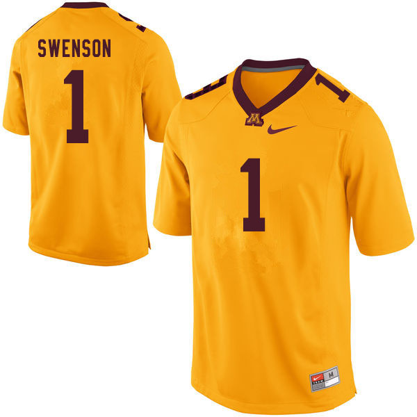 Men #1 Calvin Swenson Minnesota Golden Gophers College Football Jerseys Sale-Yellow - Click Image to Close